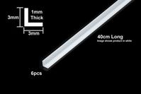 Plastic Beams 3mm L-Shaped - Clear, 6pcs